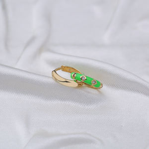 Boucles d'oreilles créoles en émail vert néon en gros bijoux en argent Sterling 925 turc élégant à la mode bijoux fins - Product Image 4