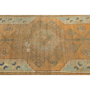 พรมวินเทจ 4x5 ฟุต สีน้ำเงินเหลือง พรมขนสัตว์แท้สไตล์ตุรกี - Product Image 4