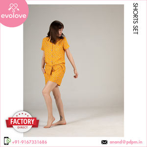 100% Rayon femmes 2pc bouton vers le bas Coord ensemble été pyjama Shorts de l'Inde pour un usage domestique au prix le plus bas - Product Image 2