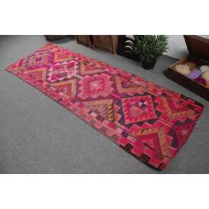 Vintage Rug, <b>Runner</b> 3.1x9.1 ft Rug, Herki <b>Red</b> Abstract Rug - Product Image 4