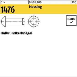 Half-Round Grooved <b>Nails</b> DIN 1476 <b>Brass</b> 3 X 6mm 1000 Pieces - Product Image 1