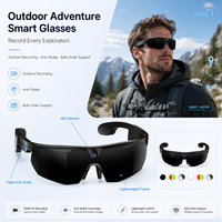 Lunettes de sport intelligentes HD 1080P avec caméra unique pour vidéo, Wi-Fi, batterie 290 mAh, étanches IP66, traduction IA en temps réel, commande vocale IA
