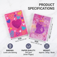 Cuaderno de diario DIY creativo y lindo con lentejuelas para niñas, regalo de cumpleaños o Navidad, con diseño de gato, oso, corazón, estrella, tamaño A5, cuaderno escolar personalizado