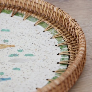 ถาดเสิร์ฟหวายทรงกลมธรรมชาติพร้อมไม้ถูพื้นปลาทำด้วยมือถาดสำหรับโต๊ะอาหารและเน้นบ้าน - Product Image 5