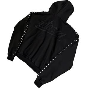 Sudadera con Capucha Unisex de Invierno, 100% Algodón, con Pedrería, Estampado Digital, Diseño Brillante de Cristales, Ropa Urbana, Venta al Por Mayor - Product Image 6