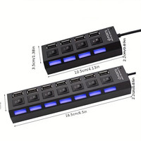 Hub USB 2.0 haute vitesse à 7 ports, adaptateur multi-prises USB, pas de prise secteur requise, en plastique, pour transfert de données et recharge, en stock