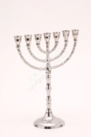 Chandelier Menorah en laiton argenté fait main, écologique, résistant à la chaleur, à 7 branches, décoration religieuse de Noël