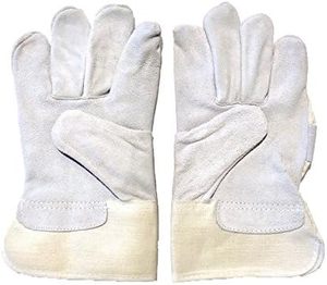 Guantes de seguridad de trabajo de cuero de vaca genuino Manguito de seguridad de goma Plam protector de trabajo - Product Image 2