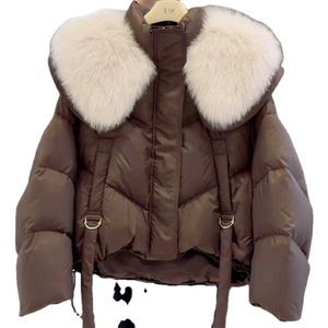 <b>Women's</b> Vintage Short Winter Jacket Fur Collar New Korean Fashion White <b>Parka</b> Outerwear Ladies' Warm Puffer Hoodies Sweatshirts - Product Image 1