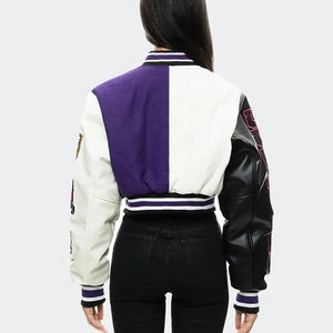 Custom Women's Cropped Varsity Jackets Purple Vintage Street Wear Embroidered <b>Baseball</b> HBCU College University Jackets Winter - Product Image 4