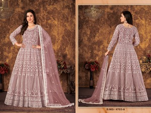 Filet papillon lourd avec broderie Codding Work Salwar Kameez Gown pour l'occasion de mariage du fournisseur indien - Product Image 3