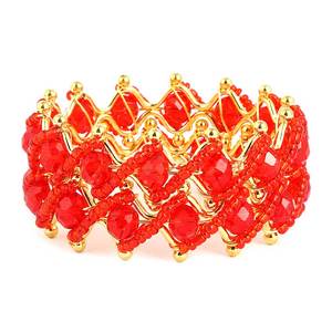 กำไลข้อมือแฟนซีสำหรับเด็กผู้หญิง 2 ชิ้น - สีแดง - Product Image 3