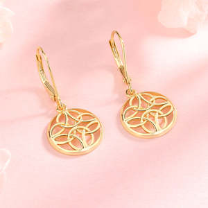Orecchini Celtici in Oro 14K e Argento Sterling, a Goccia con Chiusura a Leva, Eleganti in Oro Rosa per Fidanzamento - Product Image 5