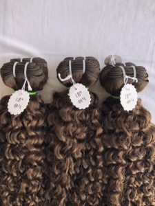 100% Exportation de qualité supérieure Vison cambodgien Temple indien Remy Vierge 18 'Couleur #4 Kinky Curly Bundle Extension Indian Supplie - Product Image 3