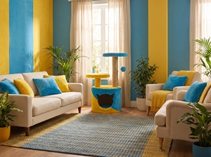 Amistar Azure Rainbow – Griffoir pour chat de qualité supérieure, toutes tailles, poteau en sisal coloré, aire de jeux amusante et durable pour chat - Product Image 2