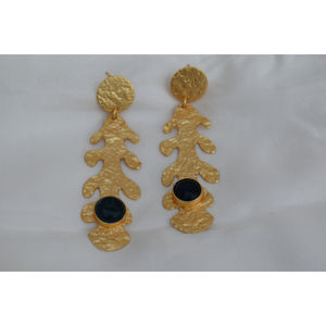 Pendientes de aro con piedra de Latón chapado en oro para niñas y mujeres, pendientes con acabado mate dorado - Product Image 3