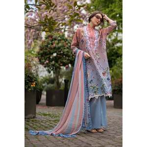 SOBIA NAZIR Collection 3 pièces en mousseline de soie Printemps KARANDI Chemise imprimée brodée Dupatta Pantalon-BIC-2565 - Product Image 1