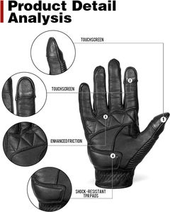 Guantes de Motociclismo Personalizados, Transpirables, con Pantalla Táctil, Unisex, de Cuero Premium, con Cierre de Cordón, Dedos Completos para Moto - Product Image 2