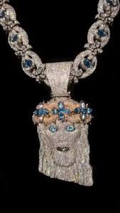 Collar con colgante de Jesús de Plata de Ley 925, joyería corporal de lujo con diamante de moissanita VVS, regalo de fiesta de boda Unisex - Product Image 2