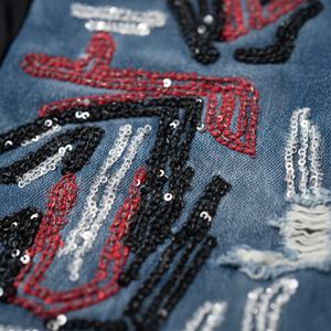 Custom Women <b>Denim</b> Jean Tracksuit Solid Nylon Embroidered Windbreaker Set Distressed <b>Jacket</b> Stacked Pants Streetwear Lightweight - Product Image 6