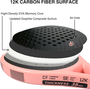 Fabricante de etiqueta privada personalizada, raqueta de tenis de Pádel negra de carbono para entrenamiento profesional de fábrica - Product Image 4