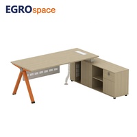 EGROspace Bureau de direction de luxe en forme de L avec rangement latéral, style moderne et élégant, organisateur de mobilier pour PDG