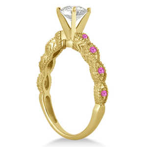 Vintage 18K Yellow Gold <b>Bridal</b> <b>Set</b> with 1.70ct Diamond & Pink Sapphire for Parties-Fine <b>Jewelry</b> <b>Sets</b> - Product Image 1