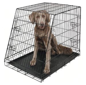 Kandang Hewan Peliharaan Lipat Logam Grosir dengan 2 Pintu Versi Mobil Desain Miring untuk Anak Anjing, Kotak Pengangkut Kucing - Product Image 3