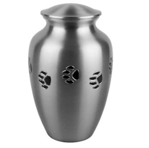 Urnas de cremación de latón de aspecto único con un hermoso diseño de impresión de pata y acabado de color azul cielo hecho en La India - Product Image 4