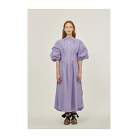 [foceps] 2025-01-F Robe en mousseline élégante et douce à col licou et manches mi-longues, silhouette droite flatteuse et féminine, naturelle