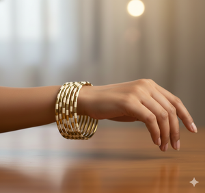 Brazaletes de Moda India, Juego de Brazaletes de Vidrio con Metal, Joyería y Accesorios de Moda, Venta Directa de Fábrica Hecha a Mano - Product Image 1