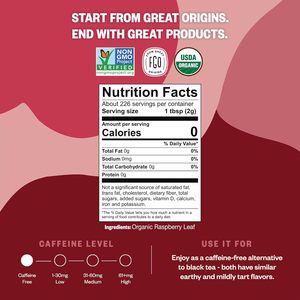 FGO Organic Red Raspberry Loose Leaf Herbal <b>Tea</b>, Cut and Sifted, Caffeine Free, 16oz - Product Image 5