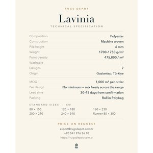พรมโพลีเอสเตอร์ขายส่ง LAVINIA LA009 หลายสี ผลิตด้วยเครื่องจักร พรมตุรกี สำหรับห้องนั่งเล่น โครงการโรงแรม - Product Image 4