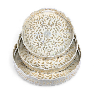 Bandeja Redonda Hecha a Mano al por Mayor de Nácar Natural, Bandeja de Concha para Servir, Hecha Directamente en Vietnam - Product Image 4