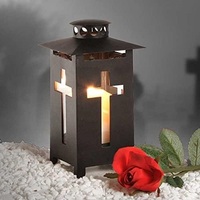 Lanterne en fer tendance pour Noël, décoration croix sacrée, écologique, étanche, pour cimetière et tombes, usage international
