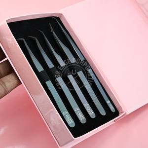 Pinzas para Extensión de Pestañas al por Mayor, Punta de Fibra Curva, Curvatura Clásica C D, Punta Fina X, Agarre de Diamante Antideslizante - Product Image 1