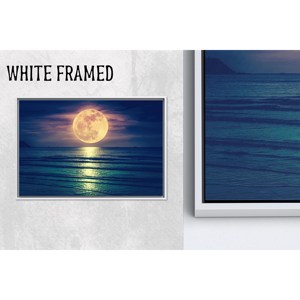 Impression sur toile Paysage marin à la lune pleine : Art mural côtier moderne, 1P Whiteframedcanvas - Product Image 1