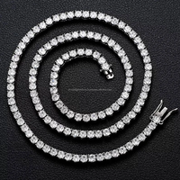 Femmes Hommes 3mm 4mm 5mm 6mm Moissanite Diamond Miami Cuban Link Chain Hip Hop Jewelry Iced Out Tennis Choker Necklace