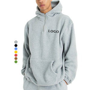 Sweats à capuche d'hiver épais en coton avec logo personnalisé Sweatshirts à capuche pour hommes surdimensionnés avec fermeture éclair unisexe Sweatshirts à capuche pour femmes - Product Image 3