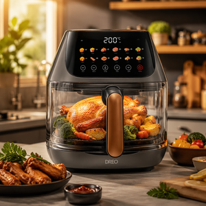 Friggitrice ad Aria Multifunzione Personalizzata con Cestello in Vetro, Forno Digitale Intelligente con Funzione Rotante e Ciotola in Vetro - Product Image 3