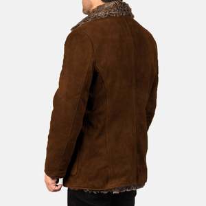 Abrigo de Cuero de Ante Marrón Furlong con Capucha, Gabardina con Relleno de Lana y Algodón, Tejido Genuino, Decoración de Botones, Nuevas Técnicas - Product Image 5