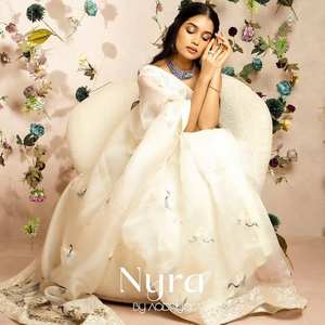 Hermoso diseño suave Tabby seda sari y blusa de seda Bangalori trabajo de bordado de hilo Multicolor con borde de encaje elegante - Product Image 6