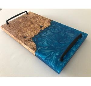 Plateau de service en bois de résine époxy en bois d'acacia Limbus, pour la maison, forme rectangulaire de la fête indienne ou du service de nourriture - Product Image 2