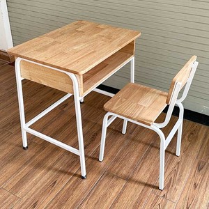 Single Natural Wood <b>Study</b> <b>Desk</b> with Drawers Iron Legs School Furniture-PSD031 - Product Image 2