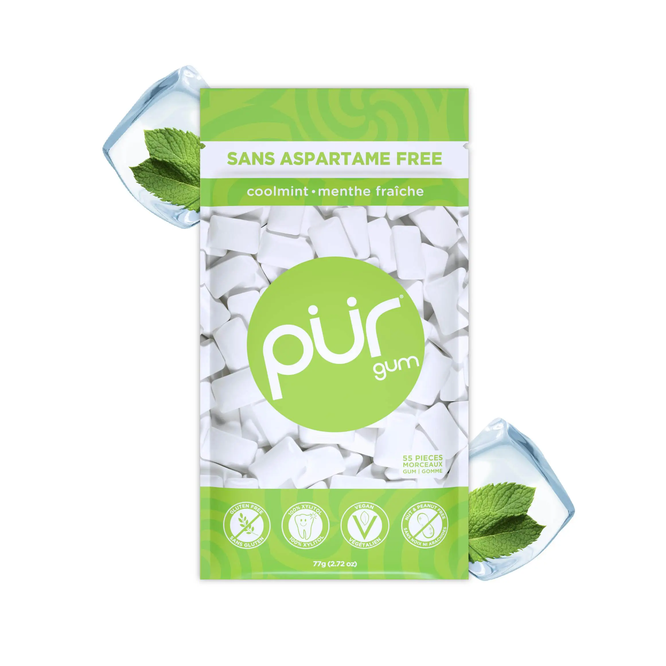 Chewing-gum sans aspartame 100% xylitol | gomme aromatisée naturelle sans sucre, végétalienne, sans gluten et sans céto