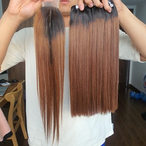 Extensions de cheveux 100% humains, raie libre pour closure en dentelle, couleur brun gingembre, cheveux vierges Remy d'un seul donneur, ondulation lâche et profonde - Product Image 5