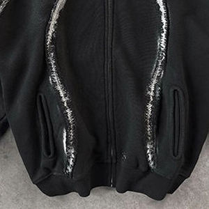 เสื้อฮู้ดผ้าฝ้าย100% มีซิปแต่งขอบแนววินเทจ - Product Image 4