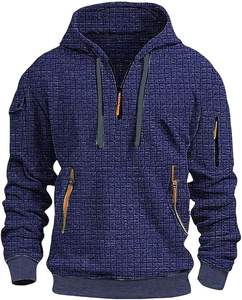 Men's Tactical Sweatshirt Solid Quarter <b>Zip</b> Pullover Hoodie <b>Pockets</b> Workout Running Active Made Fleece Fabric Sports industry - Product Image 1