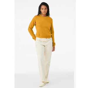 Bella + Canvas 7511 Style Mid Length Cropped <b>Women</b> Classic Crewneck Heather <b>Mustard</b> Sweatshirt <b>Jumper</b> Breathable Sweatshirt - Product Image 5