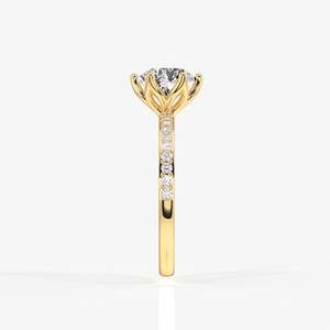 Portuguese Cut Tulip Six Prong Moissanite Diamond <b>Set</b> in <b>Sterling</b> <b>Silver</b> Elegant Pave <b>Ring</b> - Product Image 4